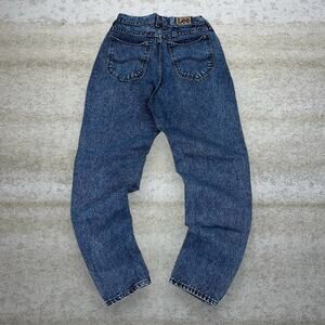 Vintage 90s Lee MR Jeans 26x30 Baggy Tapered Ankle Dark Wash Denim